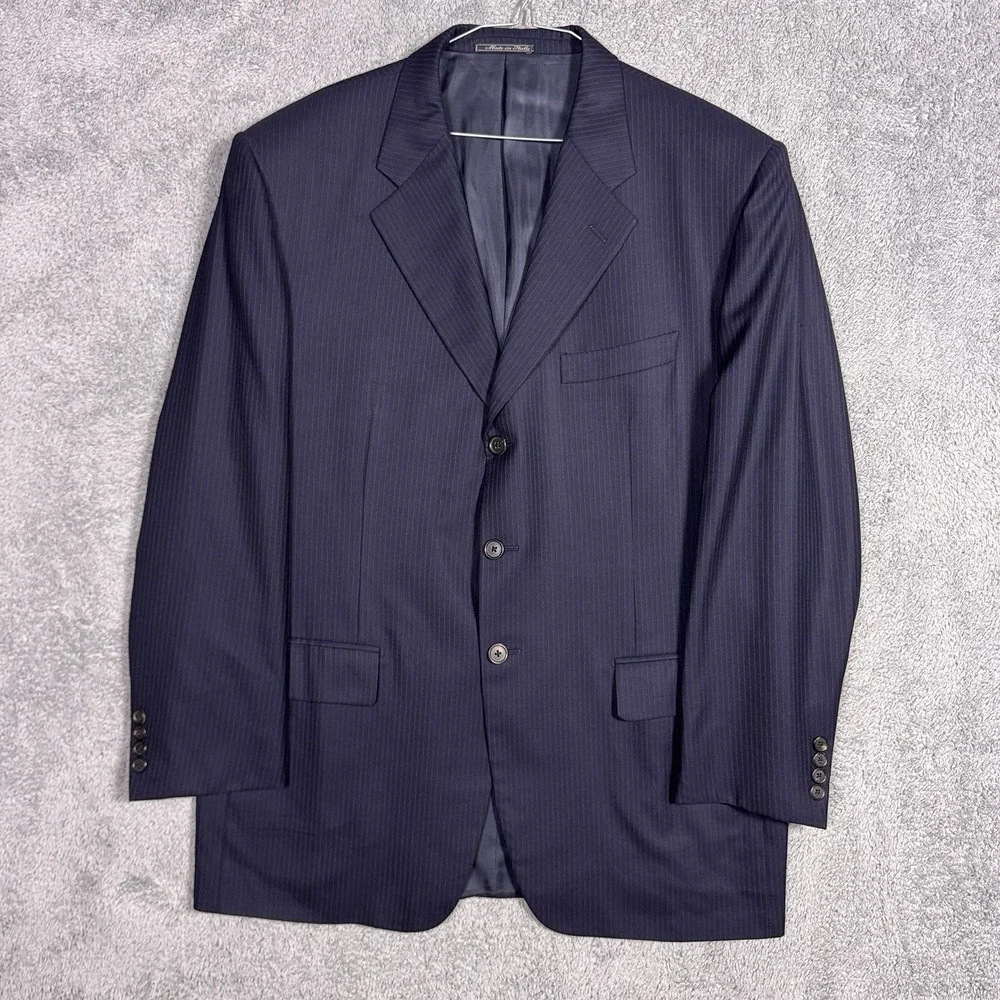 Corneliani Blazer Mens EU 54R US 44R Italy Super 150s Virgin Wool Pinstripe